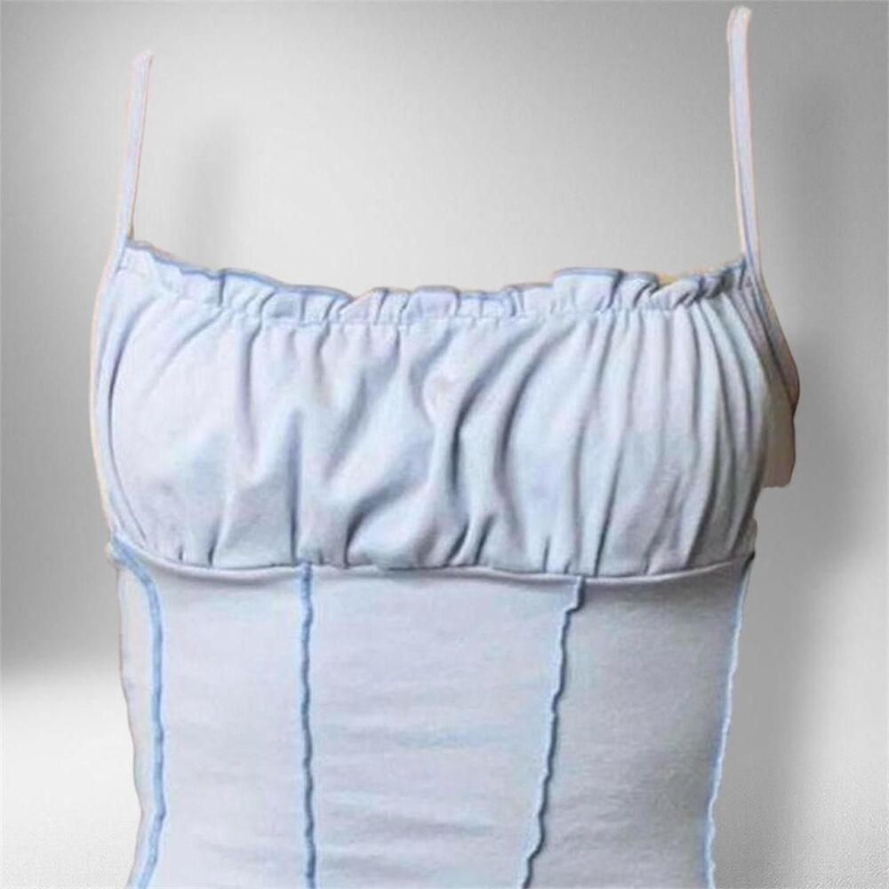 Shein Baby Blue Milkmaid Crop Top – Size M